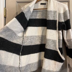 Black/White/Grey striped Cardigan